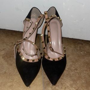 Black and nude heels